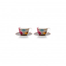 Pip Studio Blooming Tales Khaki Kaffeetassen-Set 4-tlg. 0,30 L