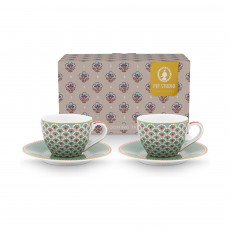Pip Studio Blooming Tales Blue Espresso-Set 4-tlg. 0,12 L