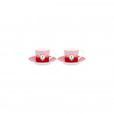 Pip Studio Love Birds Red-Pink Cappuccinotasse Set 4-tlg. 0,20 L