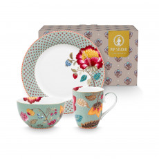 Pip Studio Blooming Tales Blue Frühstücksset 3-tlg.
