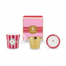 Pip Studio Love Birds Red-Pink Tea for One Streifen 3-tlg.