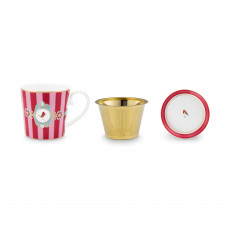 Pip Studio Love Birds Red-Pink Tea for One Streifen 3-tlg.