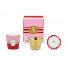 Pip Studio Love Birds Red-Pink Tea for One Rot 3-tlg.