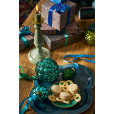 Pip Studio Love Birds Dark Green Weihnachtskugel Glas Tannenzapfen Grün 7,5 cm