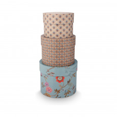 Pip Studio Blooming Tales Blue Schachtel Rund Set 3-tlg.