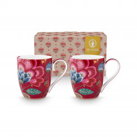 Pip Studio Blooming Tales Dark Red Кружка с ручкой набор XL 2 шт