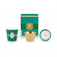 Pip Studio Love Birds Emerald-Green Tea for One Set streifen 3-tlg.