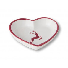 Gmundner керамика Bordeauxroter Hirsch Сердечная раковина d: 10 cm / h: 2,4 cm