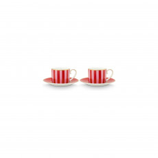 Pip Studio Love Birds Red-Pink Espressotasse Set 4-tlg. 0,12 L