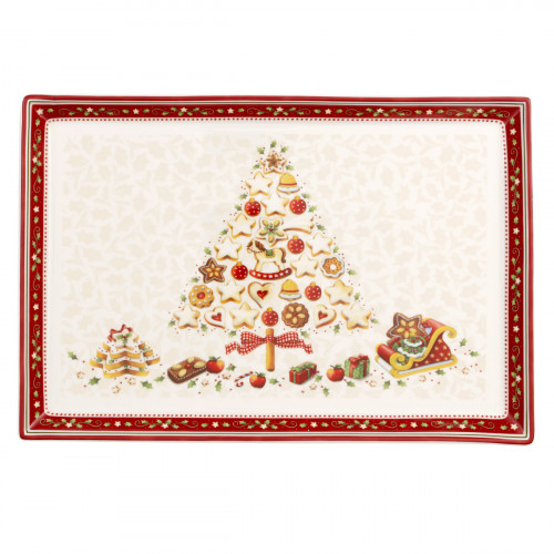 Villeroy & Boch Winter Bakery Delight Velký obdélníkový talíř na pečivo - strom 39x26,5 cm