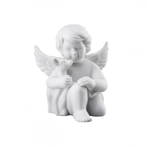 Rosenthal Engel mit Bambi klein weiß matt 6 cm