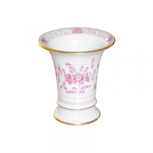 Meissen Neuer Ausschnitt - Indische Malerei purpur Goldpunkte mit Goldrand Vase 9 cm