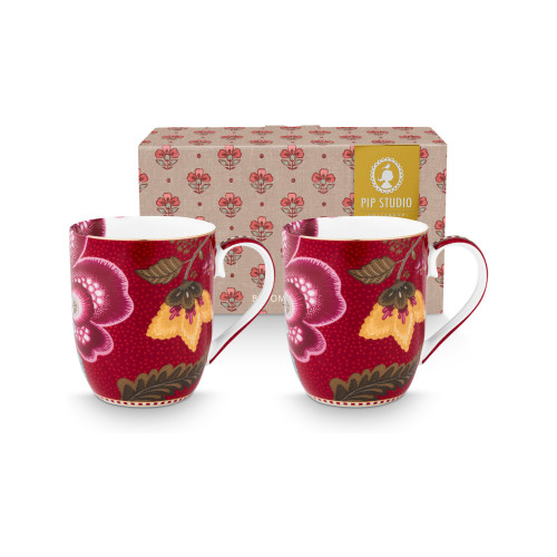 Pip Studio Blooming Tales Dark Red Kávové šálky - sada 2 ks