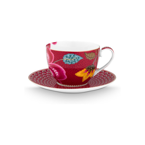 Pip Studio Blooming Tales Dark Red hrnek na čaj, sada 2 ks