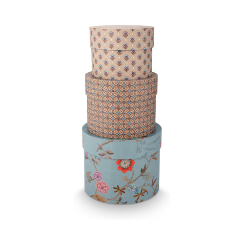 Pip Studio Blooming Tales Blue Krabice Kulatá 3dílná