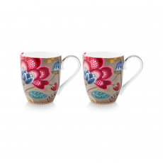 Pip Studio Blooming Tales Khaki Becher mit Henkel XL Set 2-tlg. 0,45 L