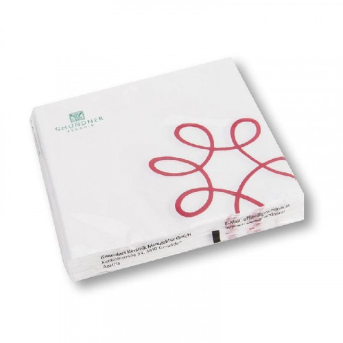 Gmundner Keramik Pur Geflammt Rot Servietter Lunch 33x33 cm 20 stykker