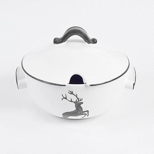 Gmundner Keramik Grauer Hirsch Glat suppegryde 2 L / h: 18 cm