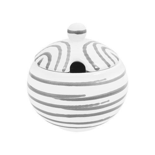 Gmundner Keramik Graugeflammt Sukkerkrukke glat med udsparing d: 10 cm / h: 11 cm
