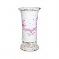 Meissen Neuer Ausschnitt - Indische Malerei 2 mit Kante purpur Goldpunkte mit Goldrand Vase 14 cm