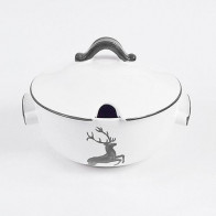 Gmundner Keramik Grauer Hirsch Glat suppegryde 2 L / h: 18 cm