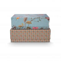 Pip Studio Blooming Tales Blue Schachtel Rechteckig Set 2-tlg.