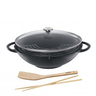 Küchenprofi PROVENCE Wok med glaslåg og tilbehør Provence Sort d: 36 cm / h: 9,5 cm