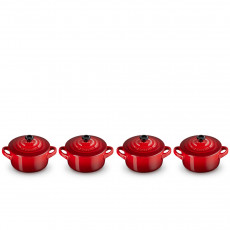 Le Creuset Poterie Kochen & Backen Mini Cocottes Sæt Kirsebærrød 4-delt