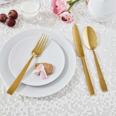 Sambonet Flat - Edelstahl / PVD Gold Bestikssæt 24 dele. Helstøbt / Monoblok