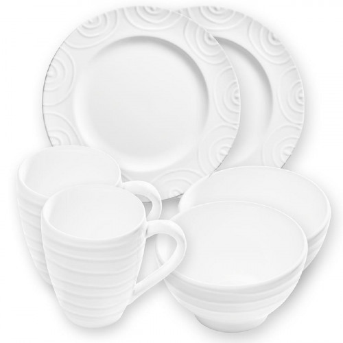 Gmundner Keramik Weißgeflammt Desayuno en cabaña Gourmet para 2 personas Set de 6 piezas