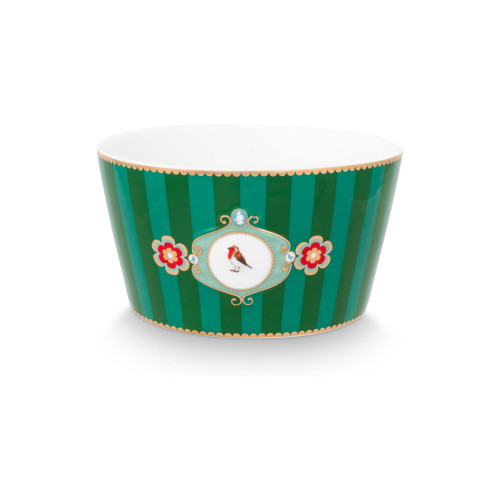Pip Studio Love Birds Emerald-Green cuenco rayas 15 cm