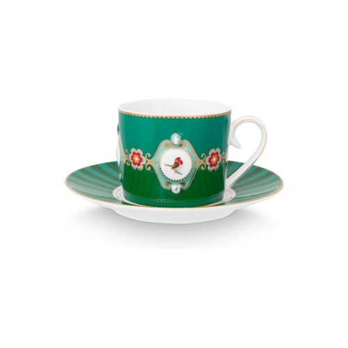 Pip Studio Love Birds Emerald-Green Taza de capppuccino 2 piezas 0,20 L