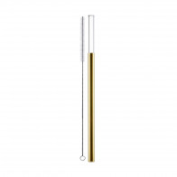 Eisch Gentleman Pajita de vidrio dorado con cepillo de limpieza - en caja de regalo l: 20 cm / d: 9 mm