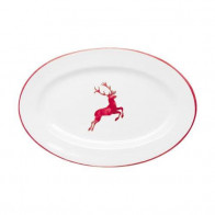 Gmundner Keramik Rubinroter Hirsch Plato ovalado con bandera Gourmet 21x14x2,1 cm