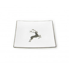 Gmundner Keramik Grauer Hirsch Plato de postre / plato de desayuno 20x20x2,6 cm