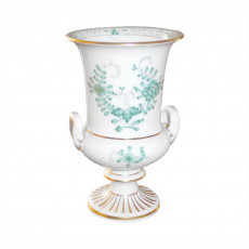 Meissen Neuer Ausschnitt - Indische Malerei 2 mit Kante grün Goldpunkte mit Goldrand Vase / Pokal 13 cm