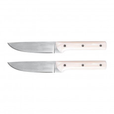 Sambonet Porterhouse - Elfenbein-Effekt Juego de cuchillos para carne, hoja lisa de 2 piezas
