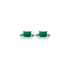 Pip Studio Love Birds Emerald-Green Espressotasse Set 4-tlg. streifen 0,10 L