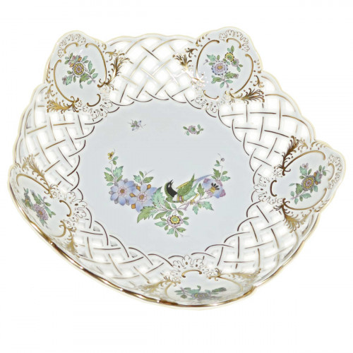 Meissen Neuer Ausschnitt - Indische Fels- Blumen- und Vogelmalerei 125 bunt mit Goldrand Kulho läpimurrolla 19 cm