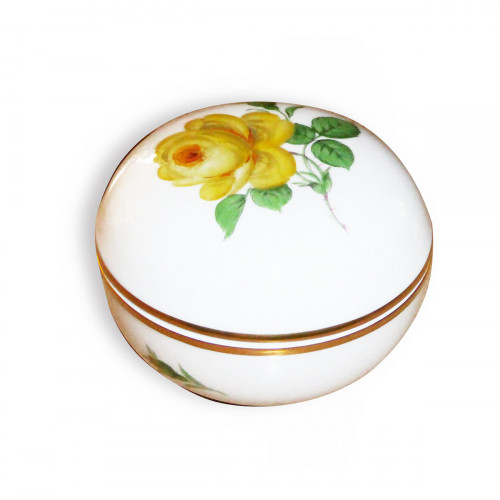 Meissen Neuer Ausschnitt - Rose mitte gelb mit Goldrand Rasia h: 6 cm / d: 9 cm