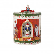 Villeroy & Boch Christmas Toys lahjapaketti pyöreä Joulupukki tuo lahjoja - musiikkilaatikko 'Silent Night' d: 16/ h: 21,5 cm