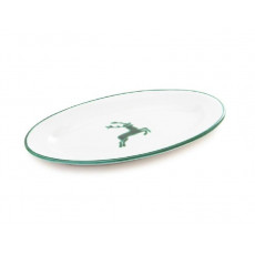 Gmundner Keramik Grüner Hirsch Ovaali lautanen lipulla Gourmet 21x14x2,1 cm