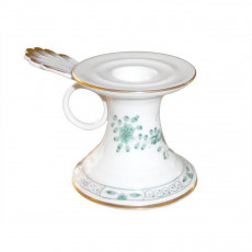 Meissen Neuer Ausschnitt - Indische Malerei 2 mit Kante grün Goldpunkte mit Goldrand Kynttilänjalka 7 cm