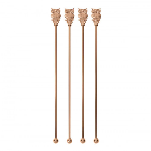 Sambonet Paderno Bar Utensils Set de 4 agitateurs à cocktail Hibou 18,5 cm