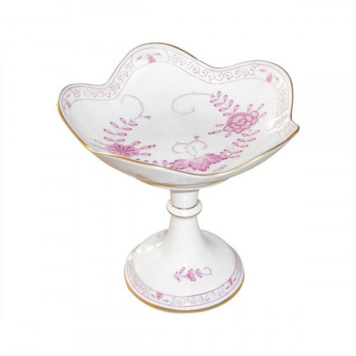 Meissen Neuer Ausschnitt - Indische Malerei 2 mit Kante purpur Goldpunkte avec bordure dorée Bol sur pied h: 14 cm / d: 14 cm