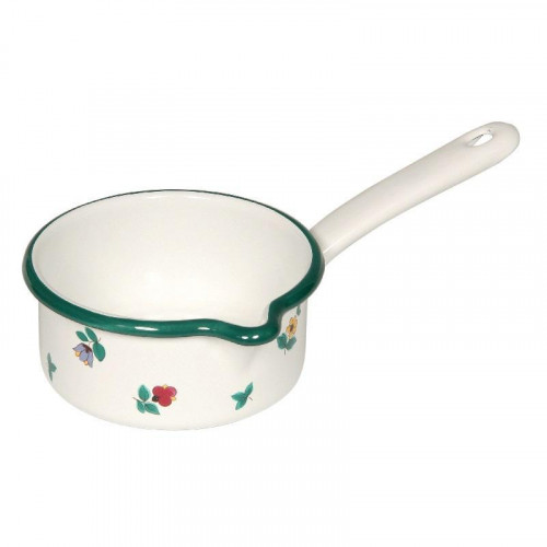Gmundner céramique Streublumen Casserole à manche avec bec verseur - Émail 0,75 L / d: 14 cm