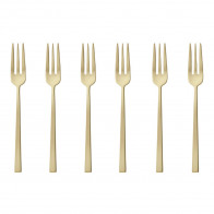 Sambonet Rock Antique - acier inoxydable / PVD Champagner Ensemble de 6 fourchettes à gâteau