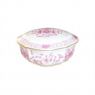 Meissen Neuer Ausschnitt - Indische Malerei 2 mit Kante purpur Goldpunkte avec bordure dorée Boîte 10x8x4 cm