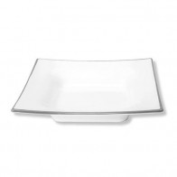 Gmundner céramique Grauer Rand Assiette à soupe carrée Trend 20x20 cm