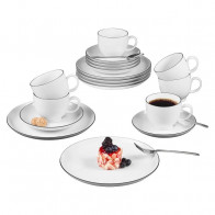 Seltmann Weiden Lido Black Line Ensemble de café 18 pièces